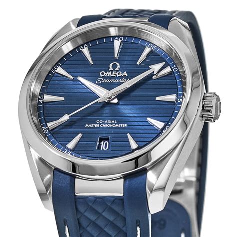 omega aqua terra 38mm blue leather strap|omega aqua terra watch 150m.